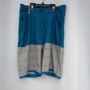 Teal and Light Gray BILLABONG Striped Men's Casual Shorts
